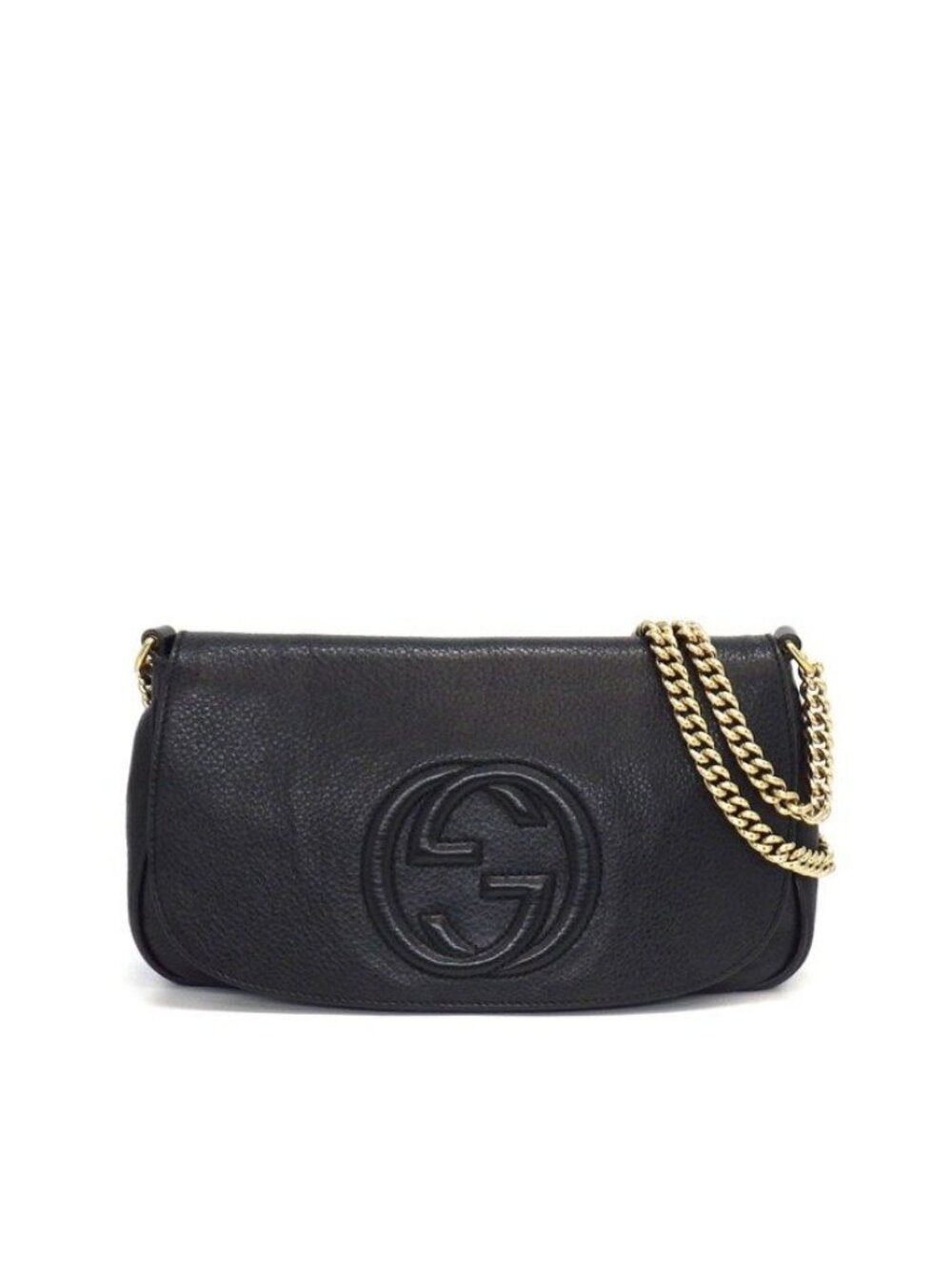 Gucci Shoulder Bag Soho Chain Black Leather Gold